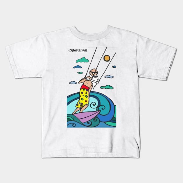 Grandpa go kitesurfing Kids T-Shirt by CRAZY SILVER